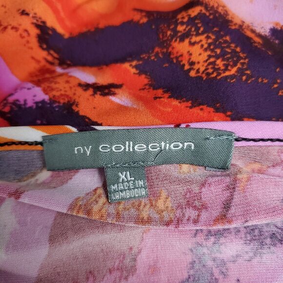 NY Collection Shift Dress XL Pink Abstract Print Colorful Artsy Maximalist - Picture 9 of 9